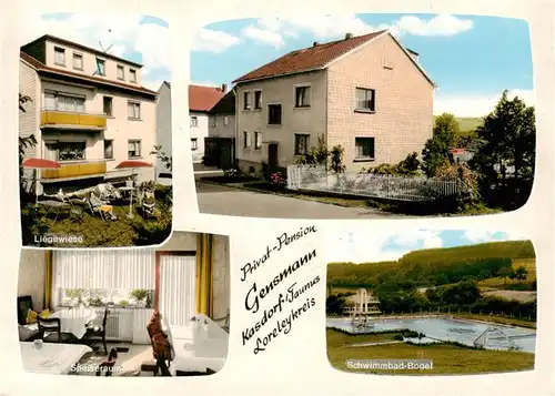 AK / Ansichtskarte 73887576 Kasdorf Privat Pension Gensmann Speiseraum Schwimmbad Bogel Liegewiese Kasdorf