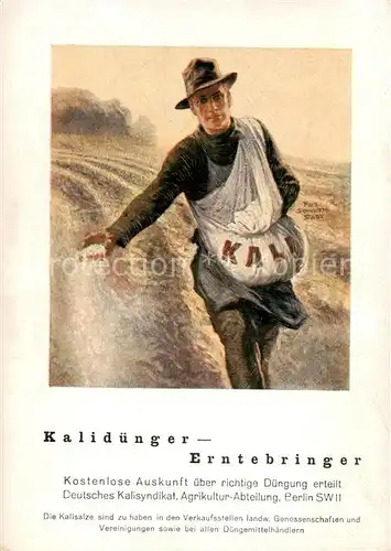 AK / Ansichtskarte 73890207 Landwirtschaft Kaliduenger  Erntebringer 