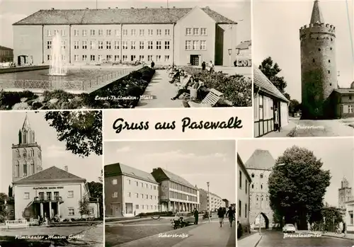 AK / Ansichtskarte 73891441 Pasewalk_Mecklenburg_Vorpommern Ernst Thaelmann Platz Pulverturm Filmtheater Maxim Gorki Ackerstrasse Prenzlauer Tor Pasewalk_Mecklenburg