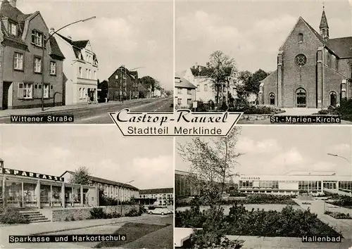 AK / Ansichtskarte 73891627 Merklinde Wittener Strasse St Marien Kirche Sparkasse und Harkortschule Hallenbad Merklinde