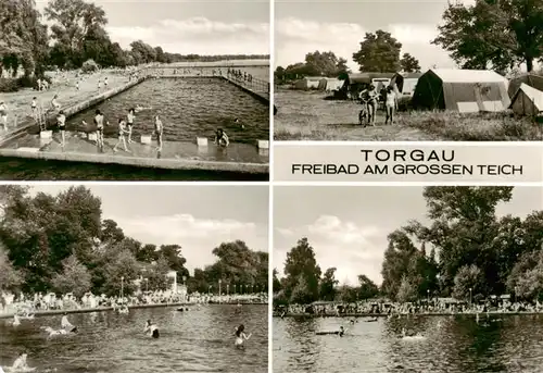 AK / Ansichtskarte 73891864 Torgau Freibad am grossen Teich Zeltplatz Teilansichten Torgau