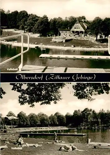 AK / Ansichtskarte 73892456 Olbersdorf_Sachsen Volksbad Strandpartie Olbersdorf Sachsen