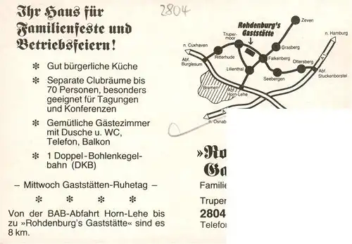 AK / Ansichtskarte 73894055 Lilienthal_Bremen Rohdenburgs Gaststaette Gaestezimmer Lilienthal Bremen