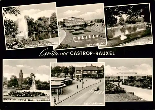 AK / Ansichtskarte 73894260 Castrop-Rauxel Stadtgarten Engelsburgplatz Wasserspiele Bahnhof Hallenbad Castrop-Rauxel