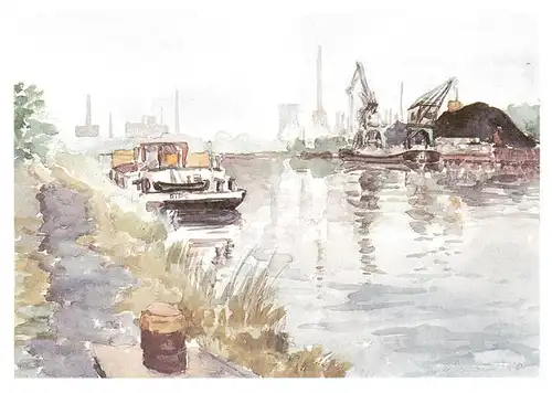 AK / Ansichtskarte 73894958 Castrop-Rauxel Ruhrgebiet Victor Hafen Aquarell Castrop-Rauxel