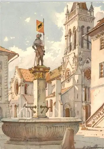 AK / Ansichtskarte  Bern_BE Brueggler Brunnen auf dem Rathausplatz Aquarell Bern_BE