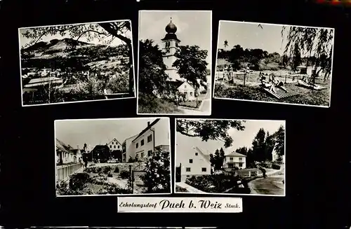 AK / Ansichtskarte 73896629 Puch_Weiz Panorama Kirche Schwimmbad Ortspartien Puch_Weiz