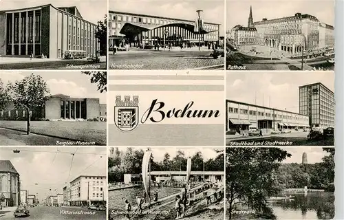 AK / Ansichtskarte 73898818 Bochum Schauspielhaus Hauptbahnhof Rathaus Bergbau Museum Stadtbad und Stadtwerke Viktorastrasse Schwimmbad im Wiesental Stadtpark Bochum