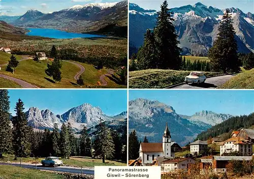 AK / Ansichtskarte  Giswil_Giswyl_OW Panorama Sarnersee Obwaldnerberge Glaubenbueelen mit Brienzer Rothorn Rossflue und Schafnase Ortspartie Kirche 