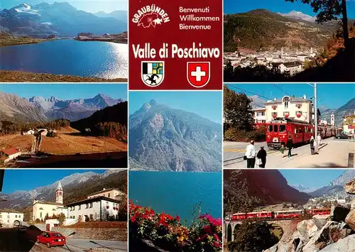 AK / Ansichtskarte  Poschiavo_GR Valle di Poschiavo Puschlav Seepartie Panorama Eisenbahn Viadukt 