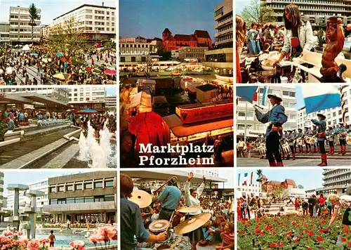 AK / Ansichtskarte 73903285 Pforzheim Marktplatz Teilansichten Schwimmbad Pforzheim