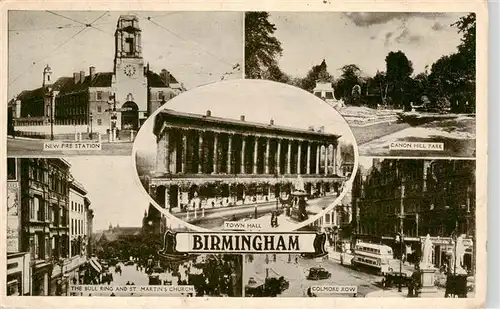 AK / Ansichtskarte 73904024 Birmingham__UK New Fire Station Town Hall Canon Hill Park The Bull Ring and St Martins Church Colmore Row