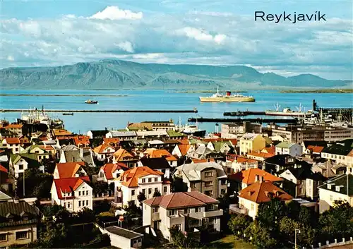 AK / Ansichtskarte 73905445 Reykjavík_Island View towards the harbour and Mt Esja