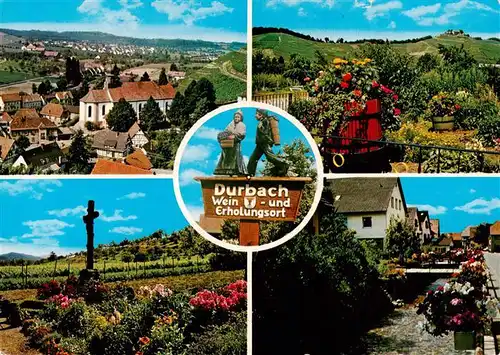 AK / Ansichtskarte 73908719 Durbach_Schwarzwald_Offenburg Panorama Weinberg Wegweiser Ortspartie Wegekreuz