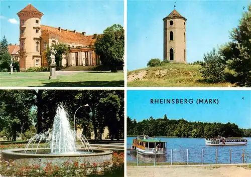 AK / Ansichtskarte 73909087 Rheinsberg Schloss jetzt Sanatorium Helmut Lehmann Leuchtturm Springbrunnen Am Rheinsberger See