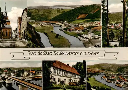 AK / Ansichtskarte 73909627 Bodenwerder Jod Solbad Panorama Bruecke Fliegeraufnahme