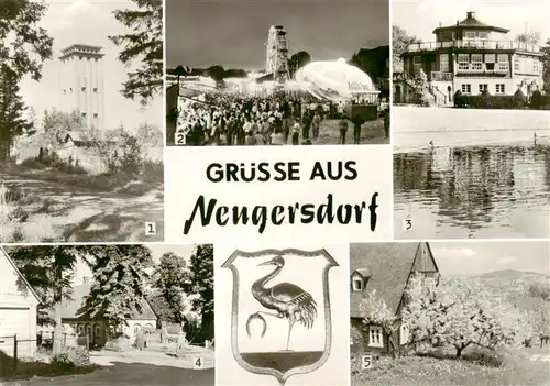 AK / Ansichtskarte 73910309 Neugersdorf_Sachsen Wasserturm Volksfest Jacobimarkt Volksbad Pavillon Gruendungsstaette am Buettnerborn Blick von der Bergstrasse