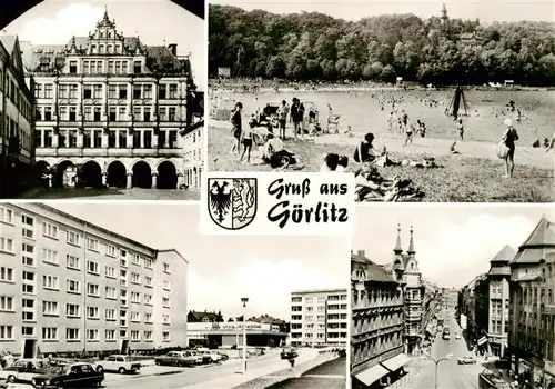 AK / Ansichtskarte 73910600 Goerlitz__Sachsen Untermarkt Neues Rathaus Volksbad mit Weinberghaus Neubauten Rauschwalde Untere Berliner Strasse