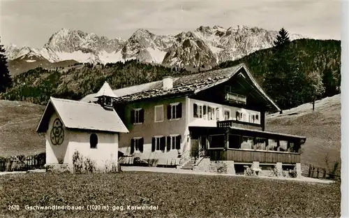 AK / Ansichtskarte 73911377 Garmisch-Partenkirchen Gschwandtnerbauer mit Karwendel