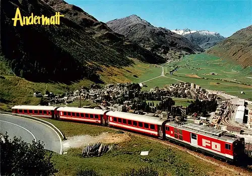 AK / Ansichtskarte  Andermatt_UR Panorama mit Furka Oberalp Bahn