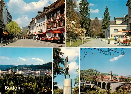 AK / Ansichtskarte  Baden__AG Strassenpartien Panorama Viadukt Monument