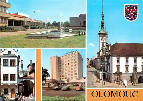 AK / Ansichtskarte 73918230 Olomouc_Olmuetz_CZ Pomnik Klementa Gottwalda a budova OV KSC Radnice Skolni ulice Interhotel Flora