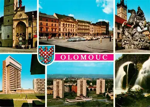 AK / Ansichtskarte 73918231 Olomouc_Olmuetz_CZ Orioj Namesti Miru Caesarova kasna Nova vystavba na ul Pavlova Celkovy pohled Bezrucovy sady