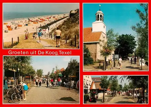 AK / Ansichtskarte 73919085 De_Koog_Texel_NL Strand Promenade Kirche 