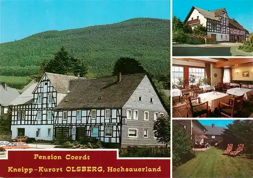 AK / Ansichtskarte 73919146 Olsberg_Sauerland Pension Coerdt Gastraum Liegewiese