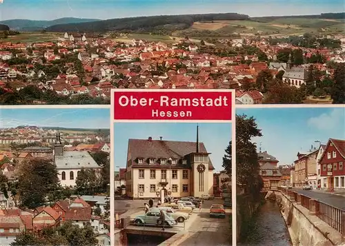 AK / Ansichtskarte 73919864 Ober-Ramstadt Fliegeraufnahme Kirche Rathaus Kanal