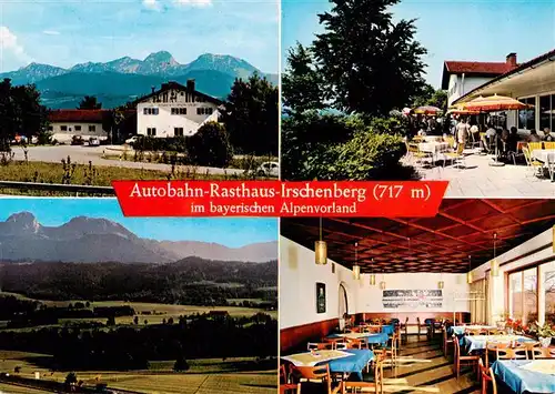 AK / Ansichtskarte 73921671 Irschenberg Autobahn Rathaus Irschenberg Terrasse Gastraum Panorama