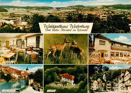 AK / Ansichtskarte 73922291 Bad_Sooden-Allendorf Panorama Gastraum Rehe Gartenterrasse Klein Venedig Fliegeraufnahme 