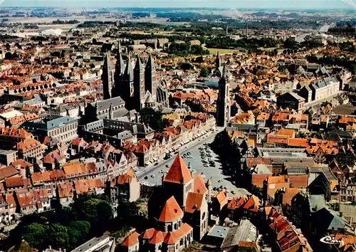 AK / Ansichtskarte 73922747 Tournai_Belgie Cathédrale Notre Dame Beffroi Eglise St. Quentin vue aérienne