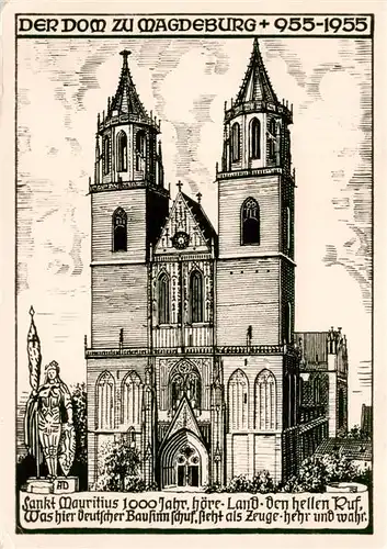 AK / Ansichtskarte 73923137 Magdeburg Der Dom Sankt Mauritius Zeichnung