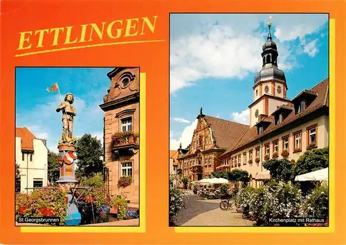 AK / Ansichtskarte 73923202 Ettlingen Brunnen Marktplatz Rathaus Turm