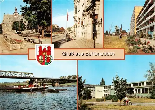 AK / Ansichtskarte 73925067 Schoenebeck_Elbe Kreismuseum Am Rathaus Moskauer Strasse Ernst Thaelmann Bruecke Volksschwimmhalle