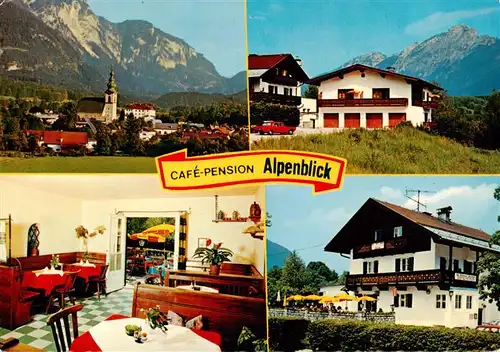 AK / Ansichtskarte 73925132 Grossgmain Panorama Cafe Pension Alpenblick Gaststube Terrasse