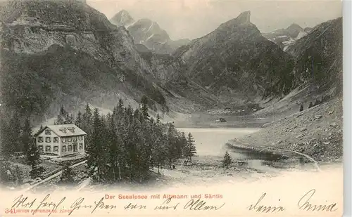 AK / Ansichtskarte  Seealpsee_Saentis_IR mit Altmann und Saentis