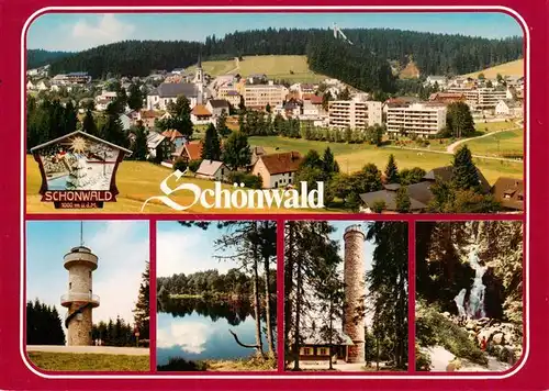AK / Ansichtskarte 73927023 Schoenwald_Schwarzwald Stadtansicht Brendturm Blindensee Stoecklewaldturm Triberger Wasserfall