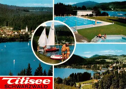 AK / Ansichtskarte 73929175 Titisee Seepartien Segeln Freibad Panorama