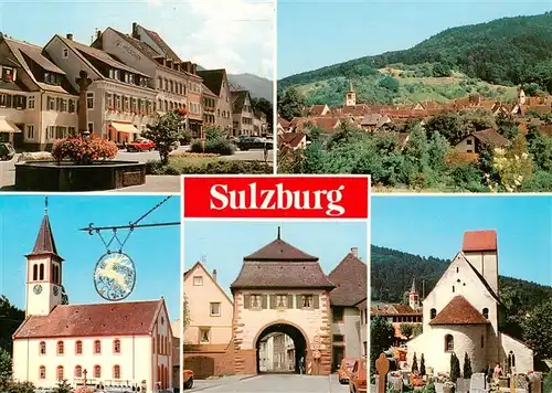 AK / Ansichtskarte 73929390 Sulzburg_Freiburg Marktplatz Panorama Kirche Stadttor Friedhofskapelle