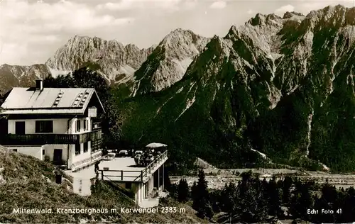 AK / Ansichtskarte 73931447 Mittenwald_Bayern Kranzberghaus mit Karwendel