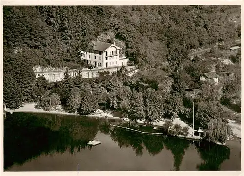 AK / Ansichtskarte  Agno_Lago_di_Lugano_TI Albergo Lido Vallone Fliegeraufnahme