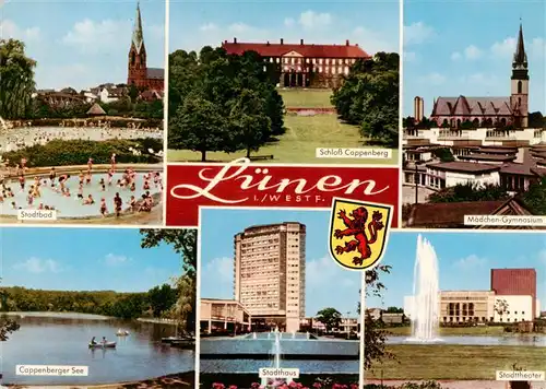 AK / Ansichtskarte 73936342 Luenen Stadtbad Schloss Cappenberg Maedchen Gymnasium Cappenberger See Stadthaus Stadttheater