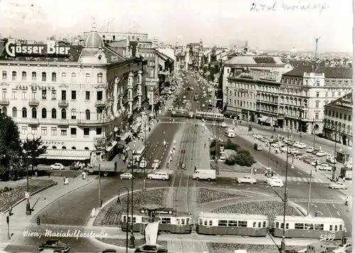 AK / Ansichtskarte 73936418 Strassenbahn_Tramway-- Wien Mariahilferstrasse Goesser Bier 