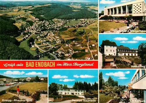 AK / Ansichtskarte 73936637 Bad_Endbach Luftaufnahme Kur- und Buergerhaus Hessenhof Kneipp-Rheuma-Bad Pension Kurpark