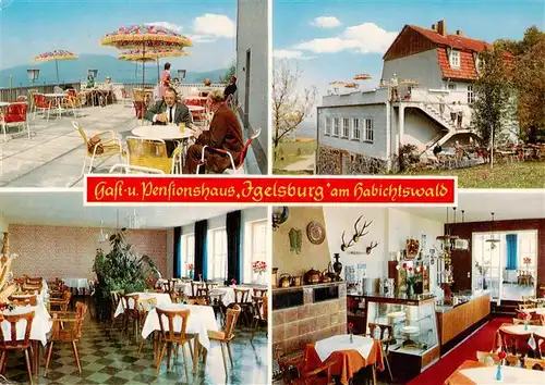 AK / Ansichtskarte 73936672 Habichtswald Gast und Pensionshaus Igelsburg am Habichtswald Gastraeume Terrasse