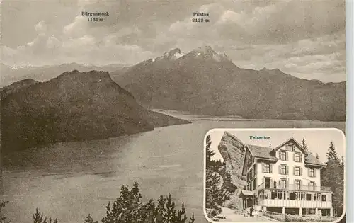 AK / Ansichtskarte  Weggis_Vierwaldstaettersee Panorama Buergenstock Pilatus Felsentor Hotel Dr. Buombergers Eisenbahn-Panoramakarten