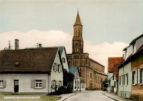 AK / Ansichtskarte Moersch_Rheinstetten_Karlsruhe Ortszentrum mit Kirche 