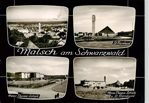 AK / Ansichtskarte Malsch_Karlsruhe Panorama St. Bernhard Kirche Hans Thoma Schule Bromsilber Malsch Karlsruhe